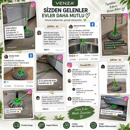 Venza-Paslanmaz Çelik Gövdeli Kendinden Sıkmalı Mop