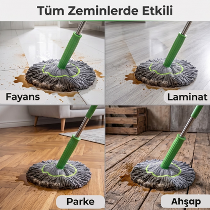Venza-Paslanmaz Çelik Gövdeli Kendinden Sıkmalı Mop
